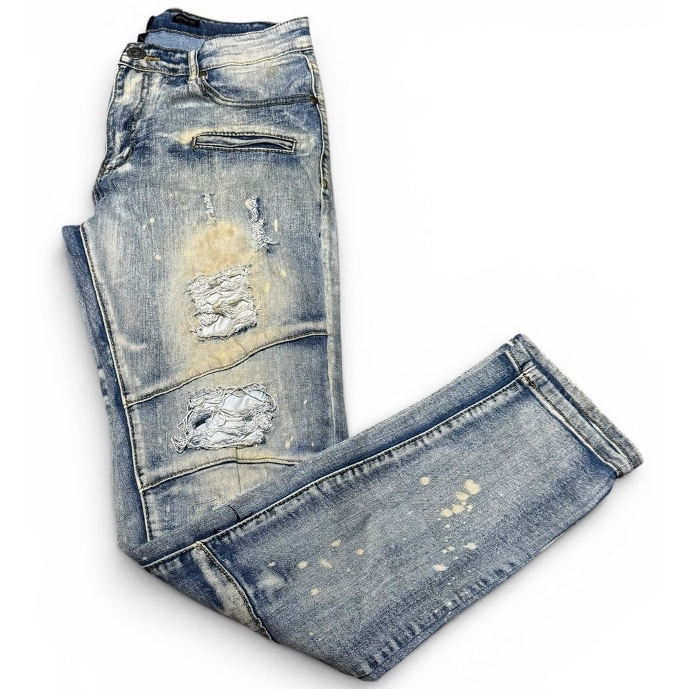 Waimea Skinny Fit Distressed Jeans Men's 32x32 Bleach Splatter Moto Denim